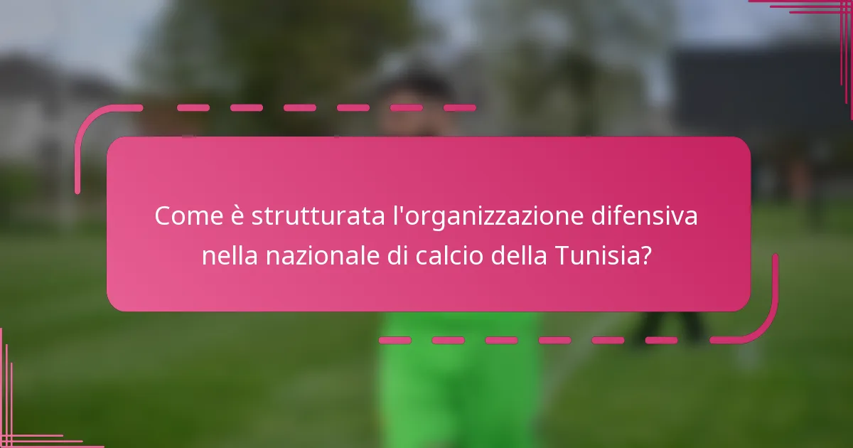 Come è strutturata l'organizzazione difensiva nella nazionale di calcio della Tunisia?