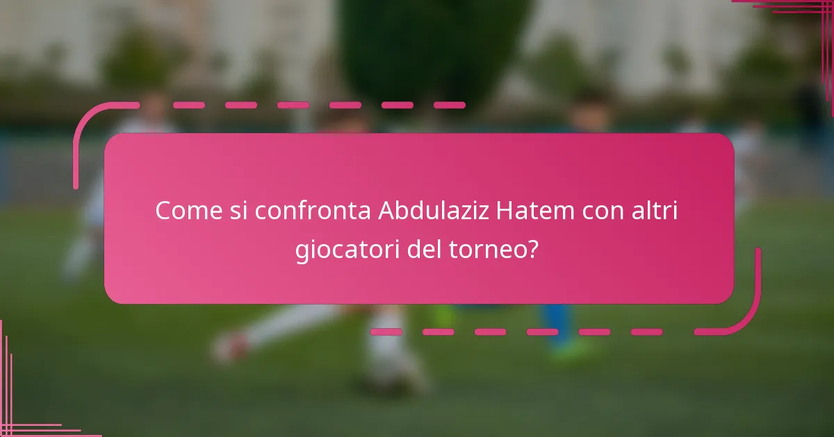 Come si confronta Abdulaziz Hatem con altri giocatori del torneo?