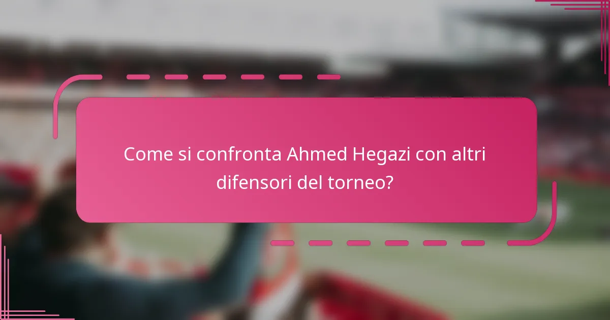 Come si confronta Ahmed Hegazi con altri difensori del torneo?