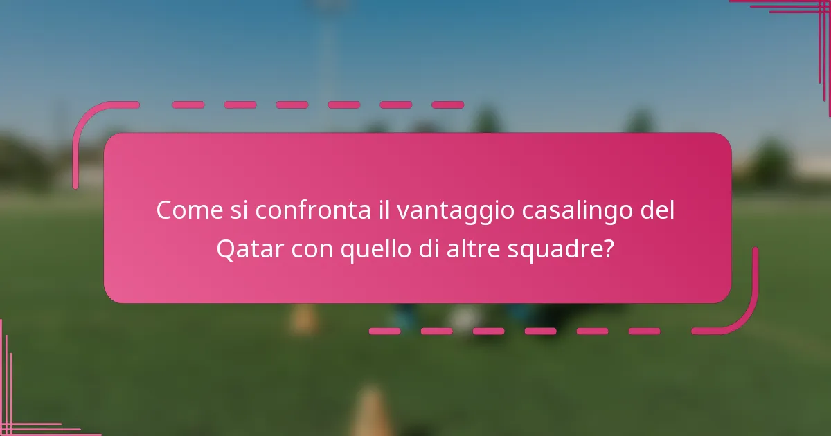 Come si confronta il vantaggio casalingo del Qatar con quello di altre squadre?