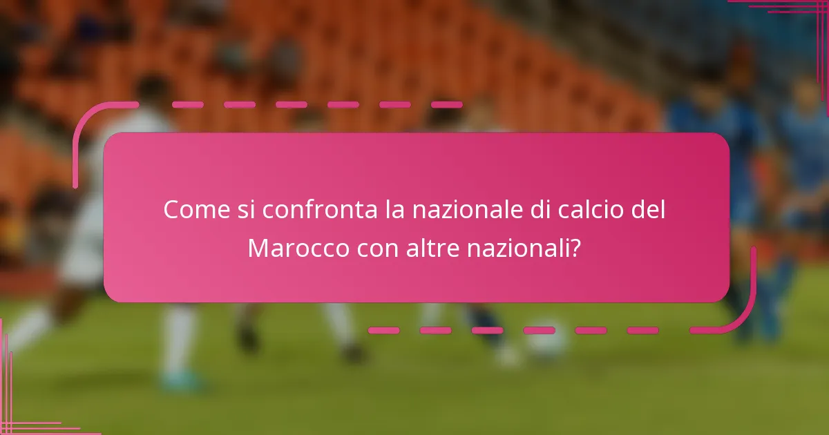 Come si confronta la nazionale di calcio del Marocco con altre nazionali?