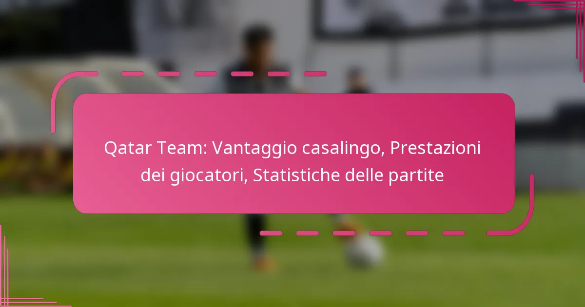 Qatar Team: Vantaggio casalingo, Prestazioni dei giocatori, Statistiche delle partite