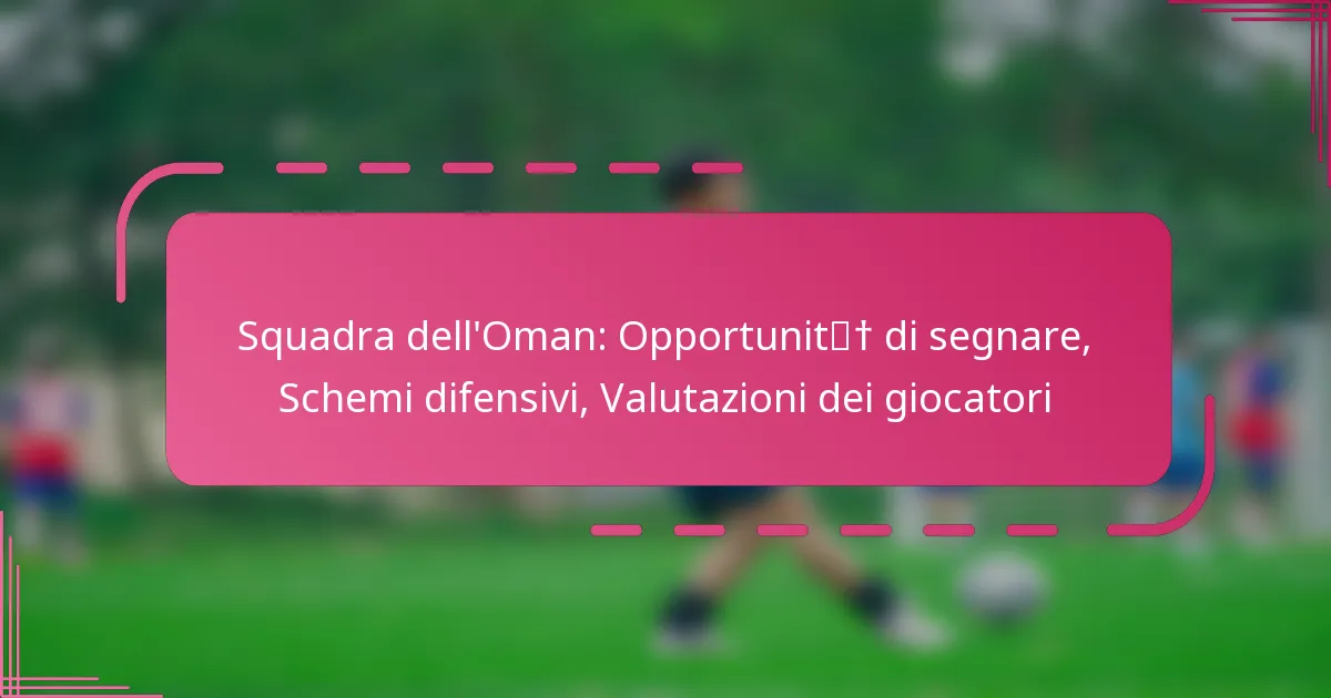 Squadra dell’Oman: Opportunità di segnare, Schemi difensivi, Valutazioni dei giocatori