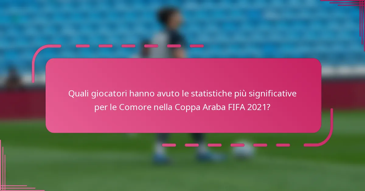 Quali giocatori hanno avuto le statistiche più significative per le Comore nella Coppa Araba FIFA 2021?